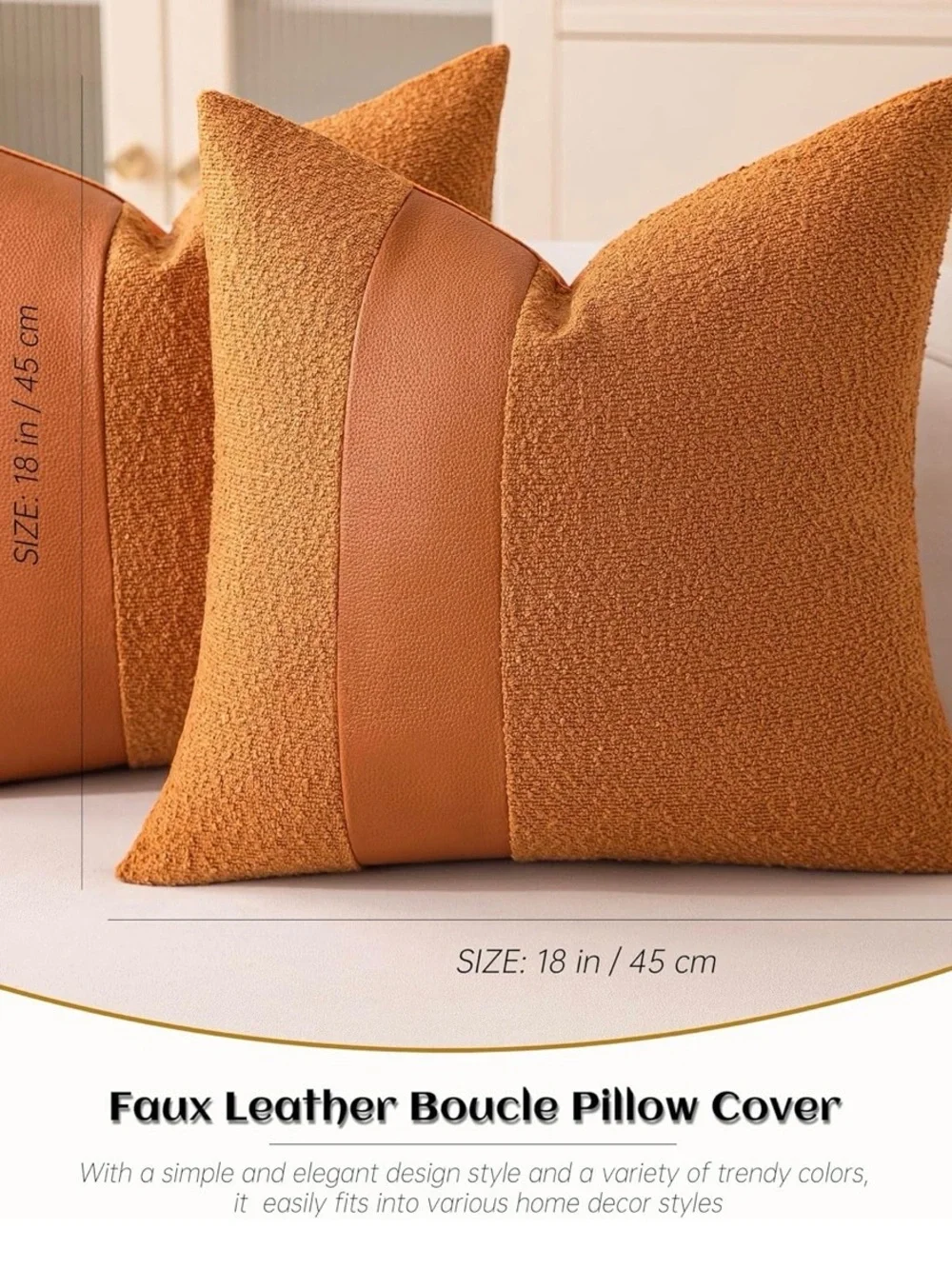 Tufted Bouclé Accent Pillow  Covers Pair in Tobacco